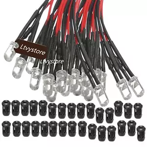 30pcs 3mm 12v White Led Pre Wired Prewired 7.87 Inch Lamp Light Bulb Prewired Em - Picture 1 of 5