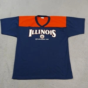 Vintage Illinois Fighting Illini Mens Shirt Extra Large Blue Chief Illiniwek - Picture 1 of 17