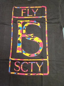 Men's FLY SOCIETY Short Sleeve Graffic Print T-Shirt NWT  Black Free Ship - Picture 1 of 5