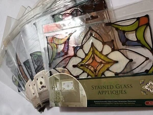 Stained Glass Appliques Self Cling Window Decorations Repositionable Vintage 08 - Picture 1 of 14