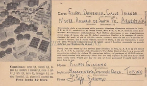 C.A.R.E. - Richiesta Pacco Aiuti da Torino a Santa Fe 1946 WWII 2 - Picture 1 of 2