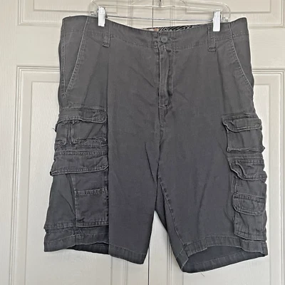 Pantalones Cortos De Colección Y2K OP Ocean Pacific Hombres 38 Gris Envejecido Carga Utilidad Patín Foto 1 de 4