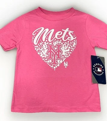 New York Mets розовый ребенка ясельного возраста футболка блестящий команды логотип 3T бейсбольная футболка - Изображение 1 из 4