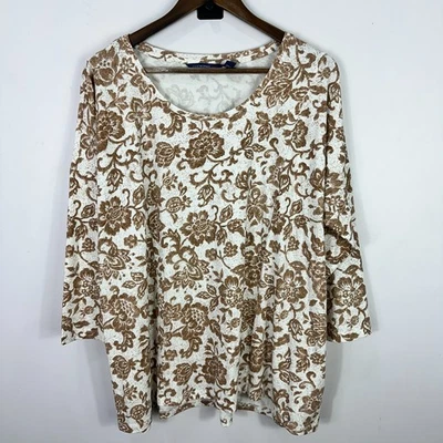 Isaac Mizrahi Live Top XL Marrón Floral Otoño Otoño Boho Cottagecore Capa Informal Foto 1 de 4