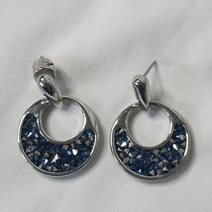 Kenneth Cole Blue Druzy Silvertoned Circle Earrings - Picture 1 of 4
