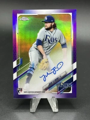 2021 Topps Chrome Rookie Auto Purple Refractor SP #d /250 Josh Fleming #RA-JF RC - Image 1 of 2