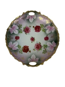 Antique German Cake Plate With Roses - Picture 1 of 6
