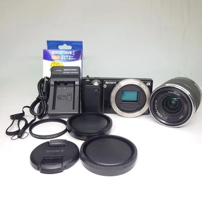 EXC+5 Sony Alpha NEX-5 14.2MP Digital Mirrorless Camera SEL1855 Black From JAPAN - Image 1 of 4