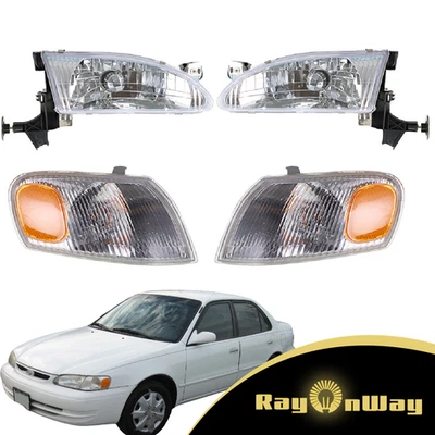 Headlights For Toyota Corolla 1998-2000 Headlamps Pair Corner Parking Light Kit Foto 1 de 4