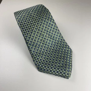 Roundtree & York  100% Silk Green Blue Checked Tie - Picture 1 of 6
