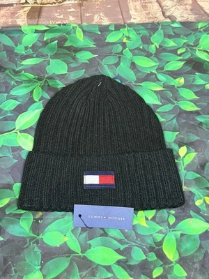 Tommy Hilfiger Black Logo Patch Ribbed Cuffed Beanie Men’s One Size - Image 1 of 3