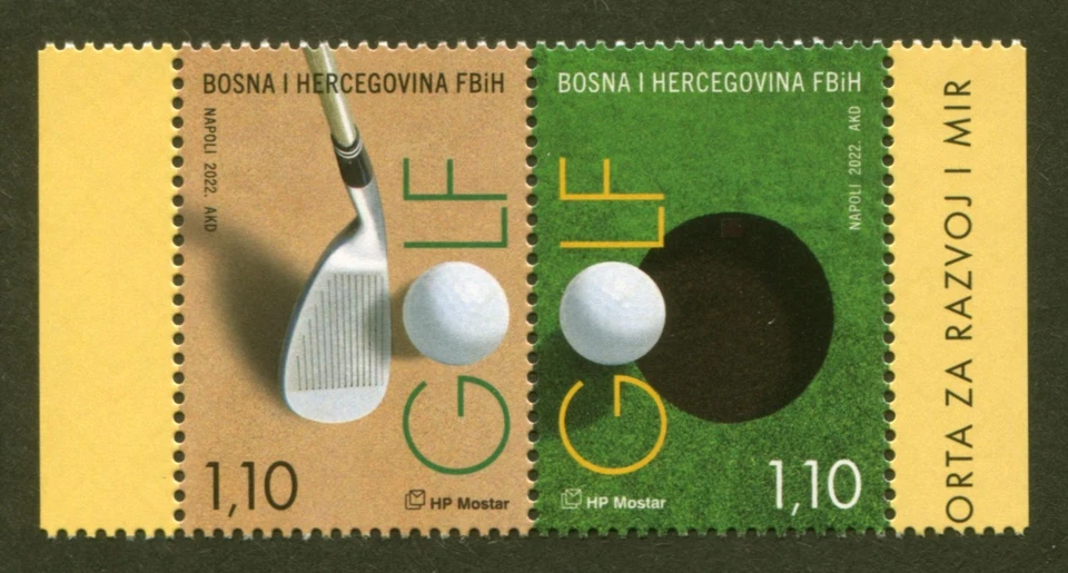 Bosnia & Herzegovina (Croat) Sc# 446, Golf, VF/XF MNH Attached Pair, No Faults - Image 1 of 1