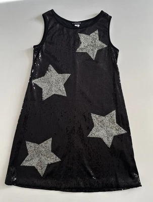 Vestido de fiesta Kate Mack para niñas negro plateado estrellas lentejuelas talla 12 Foto 1 de 4