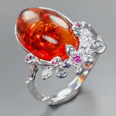 Joyería Anillo Ámbar Natural Plata de Ley 925 Talla 9/R437843 Foto 1 de 4