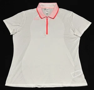 Adidas Aeroready Engineered Golf White Pink Polo 1/4 Zip Womens Size Large - Picture 1 of 10