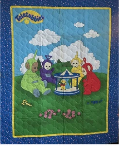 Fabric Material Panel Quilted Teletubbies 1999 Ragdoll productions doublesided - Picture 1 of 4