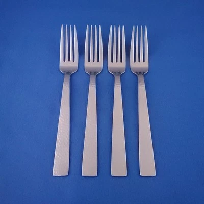 Tenedores de cena Godinger CASTELLO ~ (4) 8 1/8" ~ cubiertos de acero inoxidable martillado Foto 1 de 4