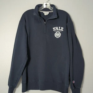 Champion Yale University Large Navy 1/4 Zip Long Sleeve Fleece Pull Over 210 - Bild 1 von 7