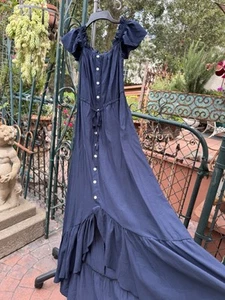 Maxi Vestido Boho Mangas Volantes Azul Marino Agotado Boho Para Mujer Grande - Imagen 1 de 9