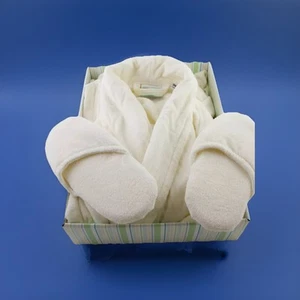 T.J. Lawford Turkish Cotton Bathrobe & Slipper Boxed Gift Set One Size Fits Most - Picture 1 of 24