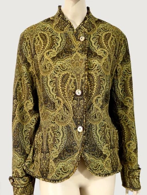 Куртка горчичная коричневая Jones New York Signature Paisley Boho Fringe Tabestry 16 - Изображение 1 из 4