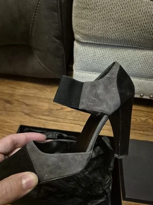 PRADA Women's Camoscio Suade Leather Pumps Heels Gray And Black Size 5.5 - Image 1 of 4