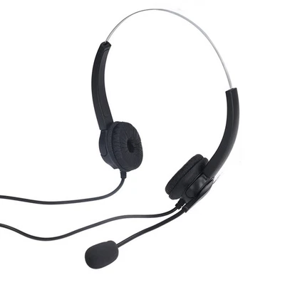 Cuffie da Ufficio Regolabili Stabili Cablate Call Center Cuffia con Riduzione Rumore AM - Immagine 1 di 4