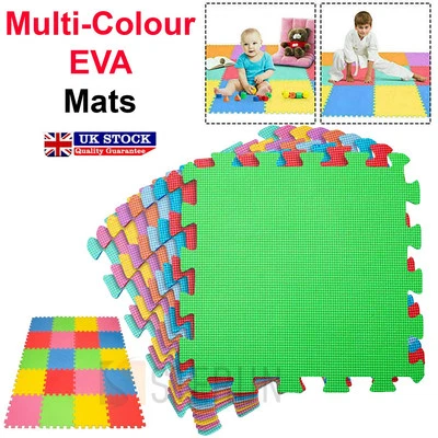 STERUN 9Pcs Large Eva Foam Mat Soft Floor Tiles Interlocking Play Kids Baby Mats Gym