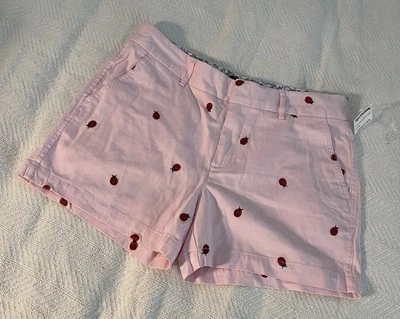 Pantalones cortos de algodón rosa con Ladybugs rojos bordados de Jones NY NUEVOS CON ETIQUETAS Damas 6 Foto 1 de 4