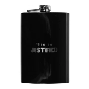 8oz BLACK This is Justified Flask - Picture 1 of 10