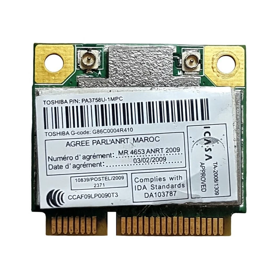 SCHEDA WIFI TOSHIBA PA3758U-1MPC - G86C0004R410 REALTEK RTL8191SE 802.11b/g/n - Immagine 1 di 1