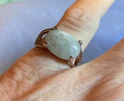 Natural Snow Quartz Ring, aka Milk Quartz, Size 6 3/4, Genuine White Gemstone - Image 1 of 3