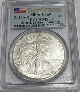 PCGS 2013 S  MS70 Silver Eagle First Strike Struck at SF Mint - Picture 1 of 6