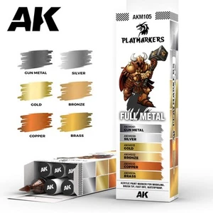 AK Interactive: Full Metal - PLAYMARKERS - Paint Markers - AKM105 Marker Set - Picture 1 of 2