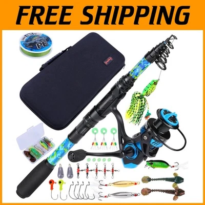 Complete 5.9ft Fishing Rod & Reel Combo with Carrier Bag - Ultimate Travel Gear - Image 1 of 4