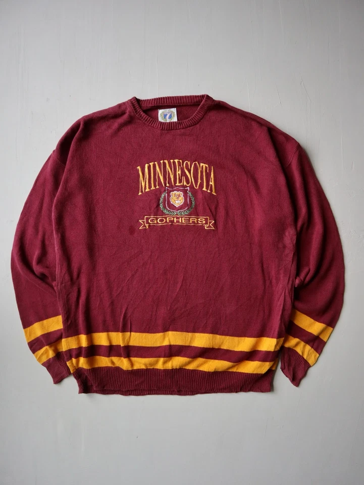 Vintage Minnesota Gophers Knit Sweater Logo 7 Size XL Crew Neck Maroon - Image 1 of 4