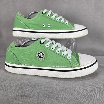 Zapatos de lona Crocs para hombre talla 8 para mujer 10 verdes con cordones parte superior baja puntera de goma Foto 1 de 4