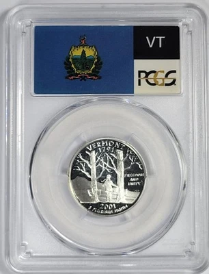 2001 - S Silver Washington  Quarter - Vermont -  PCGS PR70DCAM - Flag Series - Image 1 of 2