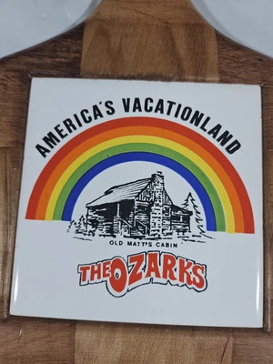 Tablero de queso Ozark America's Vacation Land Azulejo madera-plástico arco iris vintage 🔥 Foto 1 de 4