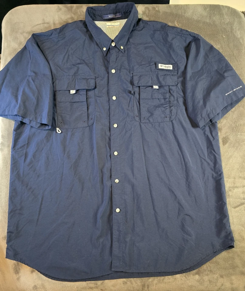 Camisa Columbia PFG Bahama Para Hombre 2XT Azul Omni Tono Ventilada Manga Corta Pesca Foto 1 de 4