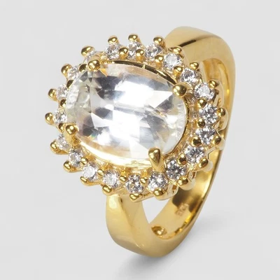 Fabulosos anillos enchapados en oro de 24 quilates de plata de ley 925 de 3,60 quilates con circón blanco talla 5,25 Foto 1 de 4