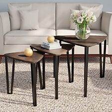  Nesting Set of 3, Modern Woodgrain Look for Living Room Coffee Tables or 