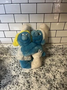 Wallace Berrie Smurf Smurfette Hugging 12” Stuffed Plush 1982 Vintage - Picture 1 of 8