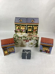 Lot of 6 Christmas Gift Holiday Boxes House Scenes Various Sizes - Picture 1 of 8