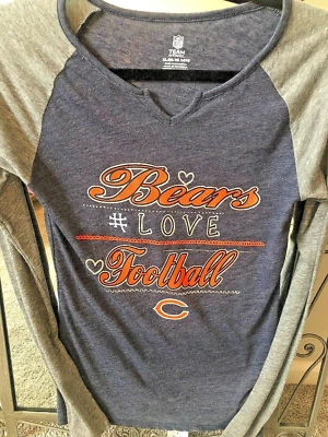 Camiseta Chicago Bears NFL Niñas Jóvenes XL 14-16 Cuello en V Manga Larga Amor Fútbol Foto 1 de 4