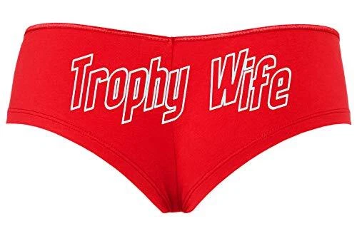Knaughty Knickers Trophy Wife Panty Game Shower Gift Hotwife Cute Red Boyshort - Image 1 of 1