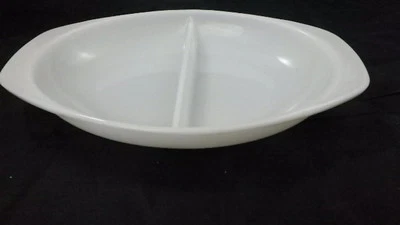 Plat À Casserole Oval Divisé Pyrex Blanc 1063 1 1/2 QT - Photo 1/4