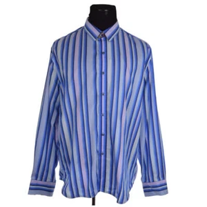 Robert Graham Mens Shirt 2XL Blue Purple Striped 100% Cotton - Picture 1 of 11