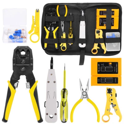 RJ45/11/12 Network Repairing Plier Tool Kit W/Cable Tester Spring Clamp Cri Z7T5 - Image 1 of 4