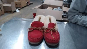 UsedLikeNew_Minnetonka Womens Alpine Sheepskin Moccasin Red Size 9_Red_Sz9 - Picture 1 of 6